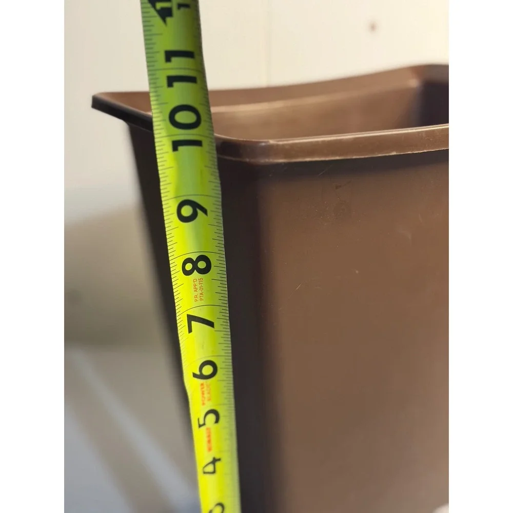 VTG Rubbermaid Wastebasket Brown Floral Trash Can‎ Plastic Bin Small Retro Decor